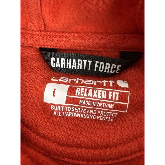Carhartt Force Pullover Hoodie Red Mens Size Large Relaxed Fit - Picture 5 of 8